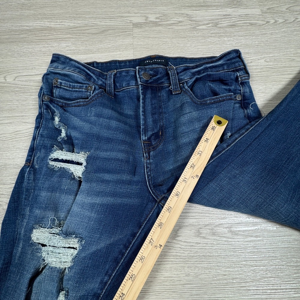 Aeropostale Mens Slim Jeans Blue 31/30 Distressed Ripped Denim Pants - Picture 3 of 11